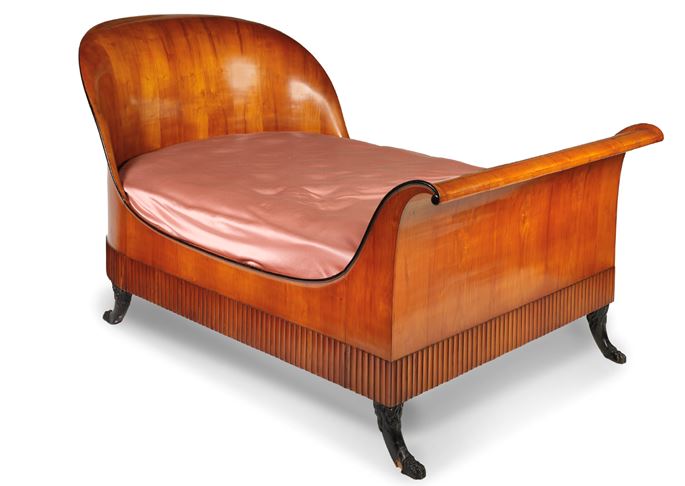 Giuseppe  Borsato - An Italian Neoclassical carved, veneered and ebonized cherry wood bed | MasterArt